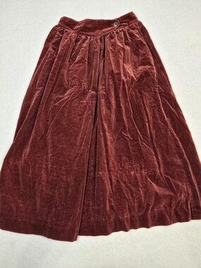 Vintage Campus Casuals Of California Dusty Rose Velvet Midi Skirt XS Cottagecore